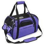 Kaka mall Pet Carrier, Dog Carrier, Cat Carrier, Waterproof Fabric Padded Soft Sided Airline Approved Breathable Travel Bag for Small Puppy Dogs Cats (Purple, Small)