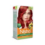 Nisha Creme Hair Color, Permanent Hair Colour Flame Red, Silky & Shiny 100% Grey Coverage Rich Bright Long Lasting Hair Colouring For Ultra Soft Deep Shine Hair Dye (Pack of 1)