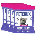 PetCrux Smart Clump Cat Litter 20Kg, 100% Natural Bentonite Odour Lock Lavender Scented Clay, Dust Free, 4 Packs of 5 Kgs (Combo)