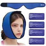 Jaw Ice Pack for Chin Head Jaw Surgery Injuries Hot Cold Compress Packs for Jaw/Chin Pain, TMJ Relief, Headaches, Wisdom Teeth Pain Relief, Face Jaw Ice Pack Wrap with 4 Reusable Gel Cold Packs