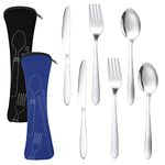 Dacitiery 2 Set Camping Cutlery, Stainless Steel Cutlery Set with Bag, 6 Piece Camping Set with Knife, Fork, Spoon,Portable Utensils for Outdoor Travel Picnic Office School Lunch Box