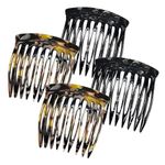 HYFEEL Hair Side Combs - Small French Side Hair Comb Clips for Women Decorative Bun Twist Hair Styling Accessories -4 Pcs (Black, Brown Onyx)