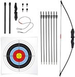 JAKUNA 45" Bow and Arrow Recurve Set for Youth Beginners Bow kit for Backyard Sport Archery Set with 7 Arrows 10 Target Face 18Lb for Teens and Junior Gift Outdoor Sports