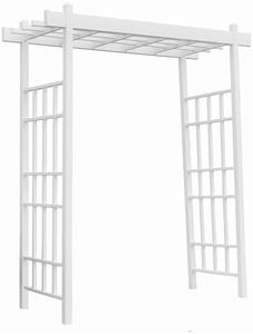 Dura-Trel Bakersfield 28 by 72 by 82 Inch Heavy Duty Weather Stabilized PVC Vinyl Outdoor Garden Arbor with Ground Anchors, White