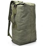 Military Duffel Bag Top Load Double Strap Canvas Backpack Army Travel, Army Green Big, Soft