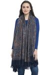 Weavers Villa - Women's Faux Pashmina Silk Paisley Design Shawls, Stoles (Navy Blue), 100cm X 200cm