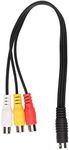 Video Adapter Cable, S Video 4 Pin Male to 3RCA Female Video Cable, Red, Yellow and White Video Cable, 0.