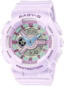 Casio Baby G BA110XPM-6A Analog Digital Purple Strap Women's Watch, Pastel Pink Dial, 46.3 × 43.4 × 15.8 mm