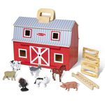 Melissa & Doug Wooden Fold & Go Barn Toy, Wooden Stable and Horse Gift for Boy or Girl, Montessori Toy for 3 Year Olds, Toy Barn, Farm Toy, Wooden Play Set, 3 Year Old Girl or Boy Gifts