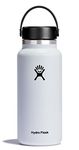 HYDRO FLASK - Water Bottle 946 ml (32 oz) - Vacuum Insulated Stainless Steel Water Bottle with Leak Proof Flex Cap and Powder Coat - BPA-Free - Wide Mouth - White