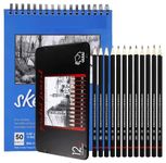 Corslet Pack of 13 Artist Pencil for Sketching Pencils Drawing Pencil Set for Artists 12 Pc Sketch Pencil B 2b 3b 4b 5b 6b 7b 8b Hb H 2h F in Metal Case Drawing Pencils with 50 Sheets A5 Sketchbook