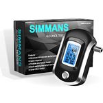 SIMMANS Alcohol Tester Breath Analyzer with 5 Mouthpieces Portable Alcohol Detector Breathalyzer Professional Police Alcohol Testing Machine LCD Digital Display Breath Tester Accurate (Model S-6)