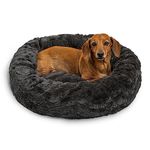 Best Friends by Sheri The Original Calming Donut Cat and Dog Bed in Lux Fur Charcoal Mink Small 23x23