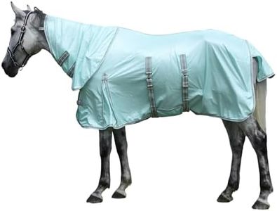 Gallopoff Summer Horse Fly Sheet with Detachable Neck & Belly Wrap, Breathable Fine Mesh Sweet Itch Protection for Stable & Pasture Turnout, Biting Defense & All-Day Comfort Shield Moonlightgreen 81"