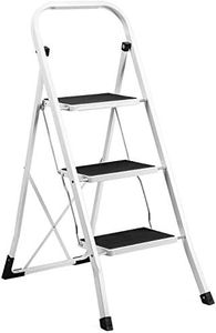 ACSTEP 3 Step Ladder Folding Step Stool for Adults with Handrails - Wide Anti-Slip Pedal, 330 Lbs Capacity, Steel Frame, Heavy Duty Foldable Stepping Stool for Household, Kitchen, Office, White