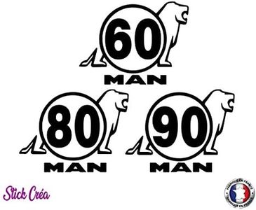 3 Stickers Autocollants Disques de limitation Man Camion Truck, peganitas, aufkleber, Ref: man024 (Blanc)