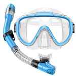 Seovediary Snorkel Set, Snorkeling Gear for Adults Anti-Fog Panoramic View Swim Mask Dry Top Snorkel Kit with Travel Bag for Snorkeling Scuba Diving Swimming Travel