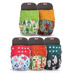 LuvLap Reusable Baby Cloth Diapers Combo Pack of 5 (5 Shell + 5 Pads) Double Leak Guard, High Absorption, Stain-Proof Comfort & Protection, 3m+, Rash Free, Adjustable Waist & Height with Snap Buttons