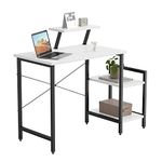 CubiCubi Small Computer Desk 80 x 50 cm Home Office Multipurpose Writing Desk with Extra Storage Rack and Moveable Shelf,White