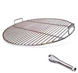 huanniu 304 Stainless Steel Round Cooking Grate with Handle, 54.5 cm Diameter for 57 cm Charcoal Barbecues e.g. Weber, Grill Grates Kettle Grill 57 cm, with Grill Clips