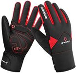 INBIKE Winter Cycling Gloves Waterproof Touch Screen Bike Gloves Termal Padded Gel Gloves for Cold Weather Red X-Large