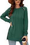 Odosalii Plus Size Tops for Women Long Sleeve Crew Neck Ladies Christmas Jumpers Loose Fit Plain Oversized Sweatshirt Green XXL