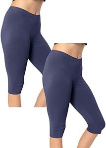 Women's Plus Size Knee Length Leggings DTY 2 Pack Navy Blue 5X