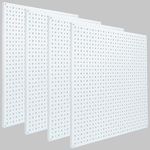 Daanxw Pegboard Rack Garage Storage Steel Horizontal Peg Board Pack,Steel Pegboard Heavy Duty- 4 Pack 16-Inch X 16-Inch Metal Peg Board Tool Organization Panels(White)