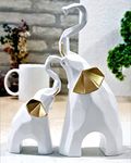 JAIPUR ACE Polyresin Elephant Showpiece Statue and Artifacts for Home Decor, Living Room, Wall Decoration for Gifting, Interiors and Diwali Decoration (Elephant) (White Elephant)