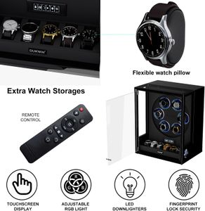 DUKWIN 6 Watch Winder – Fingerprint Lock, Automatic Rotation