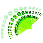 CABBE KALLO 50 pcs Ear Stretching Kits 14G-00G Plugs Tapers Acrylic Piercing Set Body Jewelry, Green
