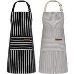 Riqiaqia 2 Pack Aprons for Women wi