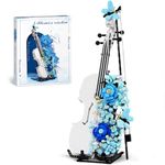 QLT Violin Flowers Building Blocks Construction Kit, Compatible with Lego Plants Ideas Decoration Light Violin Model, Gift Ideas/Instrument Decoration for Girls Adults 8+ 1419PCS