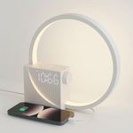 Bedside Lamp with Alarm Clock, LED Touch Lamp with 2 Alarm, Wake-Up Light, Snooze Digital Clock for Deep Sleepers/Kids, 3 Level Brightness, 10 Smoothing Sounds for Bedroom/Living Room/Office