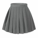 Beautifulfashionlife Women`s School Uniform High Waist Flat Pleated Skirts (XL,Dark Grey)