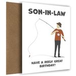 Hey Chimp Fishing Birthday Card for Son-in-Law - Have a Reely Great Birthday from Parent-in-Law - For all Son-in-Laws and Fishermen, Amusing Son-in-Law Birthday Cards