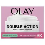 Olay Double Action Moisturise & Prime, Day And Night Cream For Sensitive Skin, For 24H Hydration,50ml