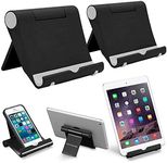 VOVIGGOL 2 Pack Cell Phone Stand for Desk, Foldable Cell Phone Holder Mobile Stand Phone Dock, Adjustable Tablet Stand Holder Compatible with iPhone 12 iPhone 11 Pro Xs X 8 iPad Samsung (Black)