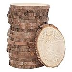 Kurtzy 20 Pack Unfinished Natural Wood Slices - 13-15cm / 5.12-5.91 Inches Diameter - Rustic Wooden Log Discs with Bark & Smooth Finish - for Arts & Crafts, DIY, Decorations, Christmas Ornaments