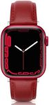 ZZL Compatible for Apple Watch Band 42mm(Series 10) 41mm 38mm 40mm Women, Soft Genuine Leather Bands Replacement Strap Compatible for iWatch Apple Watch Series 10 9 8 7 6 5 4 3 2 1 SE Sport Edition Women, Hibiscus Red