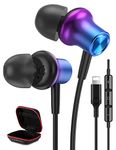 iMangoo for iPhone 14 Pro Max MFi Certified Lightning Headphones HiFi Stereo In Ear Wired Earbuds Magnetic Earphone with Microphone Volume Control Headset for Apple iPhone 13 12 Mini 11 10 X XR Purple