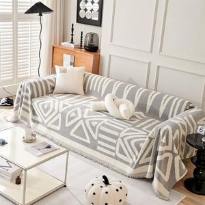 VanderHOME Bohemio Mantas para Sofa, Jarapas para Sofas, Funda de Sofá para Todas Las Estaciones, Colcha Multiusos para Sofas,Adecuada para Sofás, Camas, Viajes Al Aire Libre 180 * 420cm-Gris