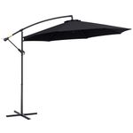 Outsunny 3(m) Garden Cantilever Parasol Patio Banana Hanging Umbrella Sun Shade with Crank and Tilt, 8 Ribs and Cross Base, Black