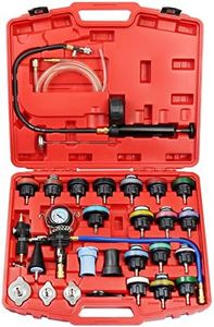 YSTOOL Radiator Pressure Tester Pneumatic Vacuum Type Purge Refill Kit Universal Automotive Cooling System Water Tank Leak Test and Coolant Fill Tool 28PCS Set with Adapters Gauge Red Case