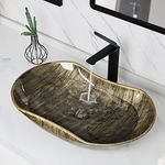 Tysun Bathroom Vessel Sink, 26'' x 16'' Bathroom Sink Above Counter, Brown Porcelain Ceramic Vessel Sink Bowl Art Basin