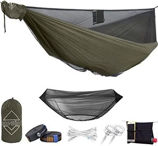 onewind 11ft Camping Hammock with Bugnet, Portable Double Hammock with Mosquito Net, Backpacking Hammock with Net Adjustable Ridgeline Tree Straps for Camping Hiking Backpacking, OD Green