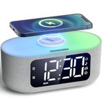 LIORQUE Alarm Clock Bedside with Qi Wireless Charging Smart Alarm Clock LED Display, FM Radio, Bluetooth Speaker, Mains Powered, Auto Dimming, Dual Alarms, Weekend Mode, Sound Sleep Feature