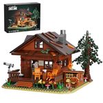 Wood Cabin Building Set with LED Lights,Forest Log Cabin House Building Block Toy,Compatible with Lego,Gifts for Adults Boys Girls Aged 12+(1077 PCS)