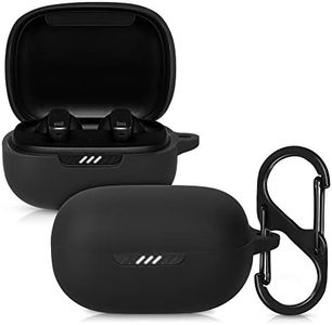 kwmobile Custodia Silicone Cuffie Compatibile con JBL Live Pro Plus Cover - Custodia Porta Auricolari con Moschettone - Case nero