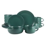 10 Strawberry Street Wazee Matte Coupe Dinnerware Set, 16 pc, Emerald Green